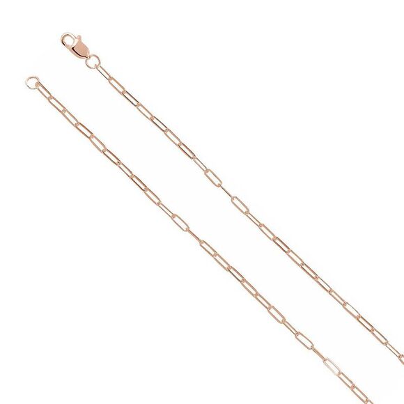 14k Rose Gold 2mm Elongated Flat Cable Chain Necklace, 24 Inch - Picture 1 of 4